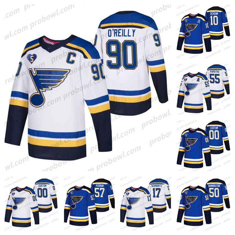 

90 Ryan O'Reilly St. Louis Blues 2021 Bobby no.5 patch Jersey Vladimir Tarasenko Pavel Buchnevich Brett Hull Binnington Brayden Schenn 17 Jaden Schwartz 20 Brandon Saad, Home navy mens