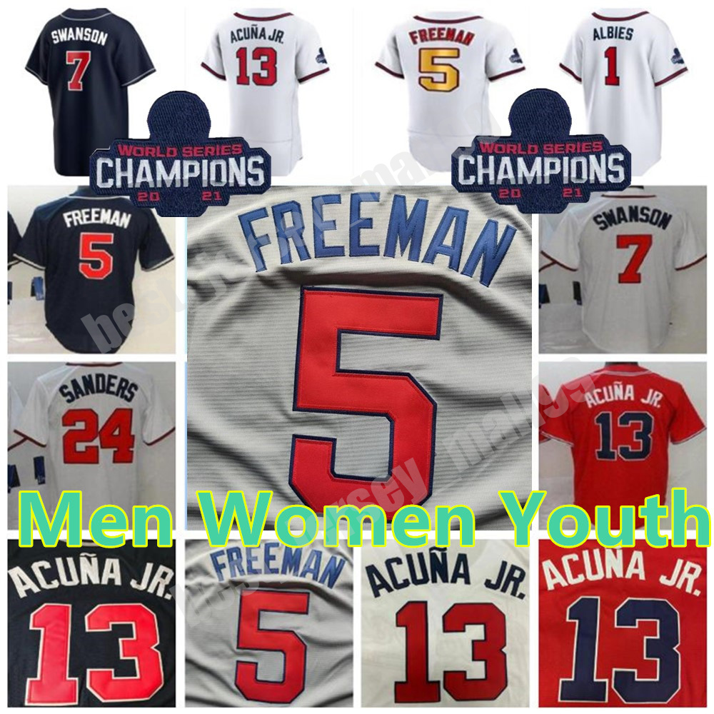 

2022 Custom 13 Ronald Acuna Jr. 28 Matt Olson Baseball jerseys 7 Dansby Swanson Deion Sanders Jones bRavee 1 Ozzie Albies Marcell Ozuna Men Women youth jersey, Colour 4