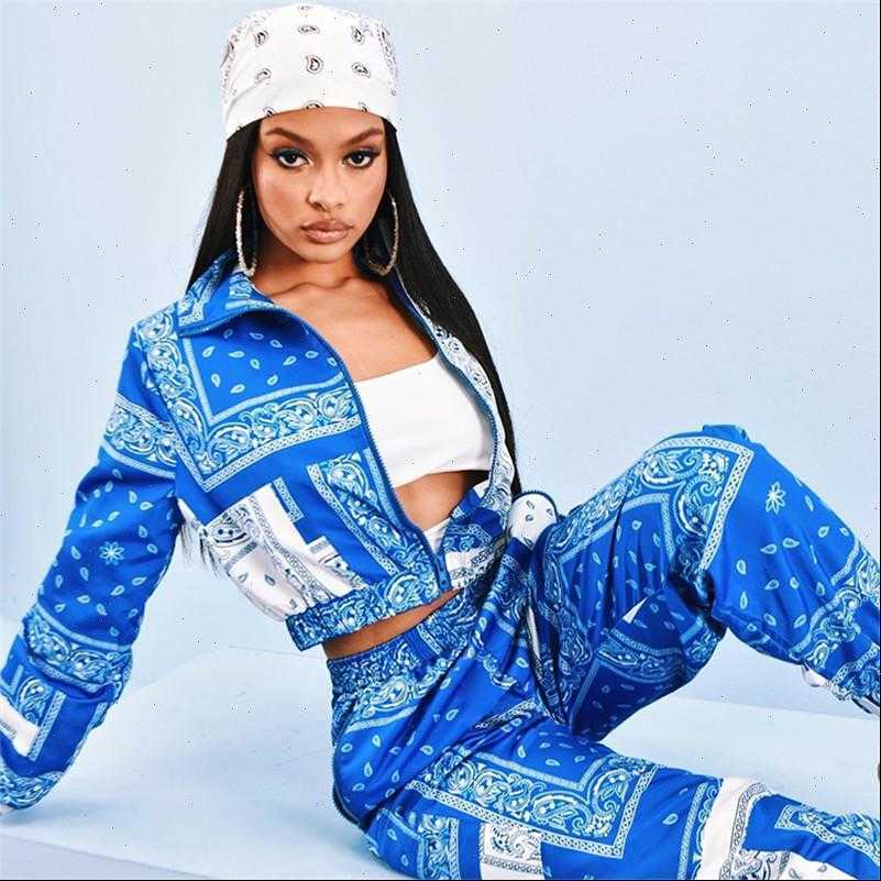 

casual blue print two women tracksuits pieces pant set long sleeve zipper pants suit sportwear matching outfits, Gray