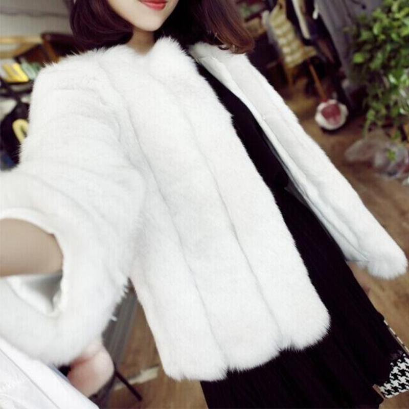 

Women's Short Vertical Striped Coat Women's Fur Mink Faux Fur Multi-color, Black