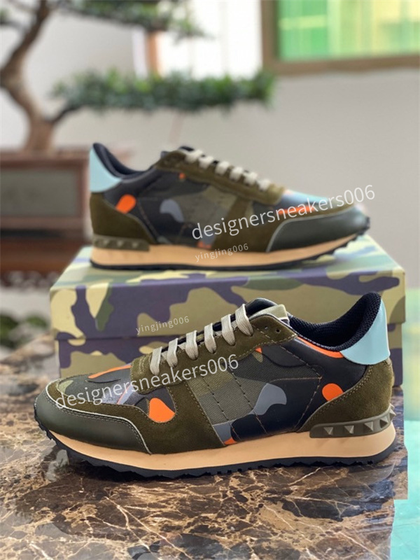 

Men Designer Camouflage Sneaker Quality Womens Mens Rivet Shoes Studded Flats Mesh Camo Suede Leather Casual Trainers size38-46, 01