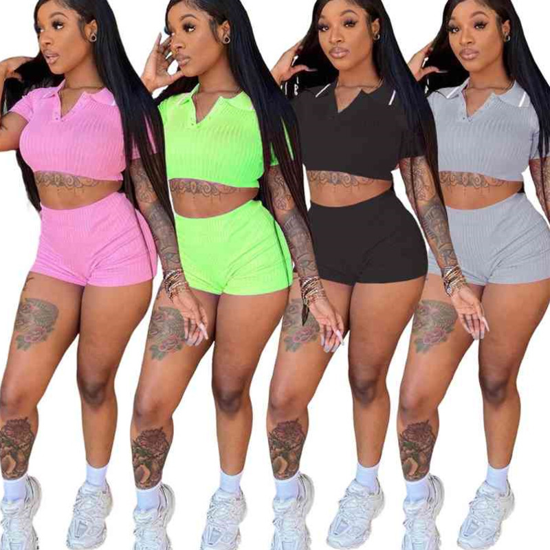 

Women Tracksuits Fashion Sexy Two Piece Set Jogging Suit Solid Color Short Sleeve High Waist Top Shorts Outfits, Black