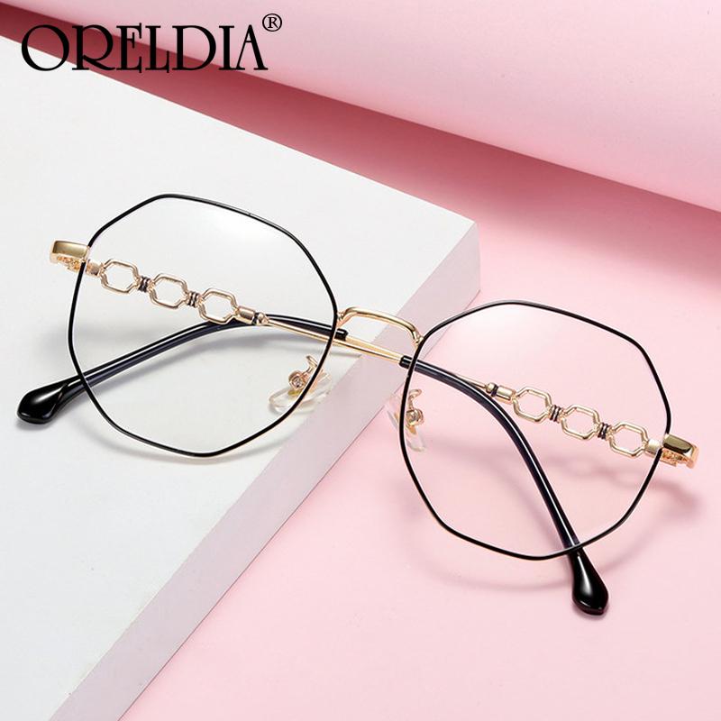 

Sunglasses Fashion Ladies Anti-Blue Light Glasses Frame Retro Art Metal Polygon Irregular Can Wear Myopia 2021