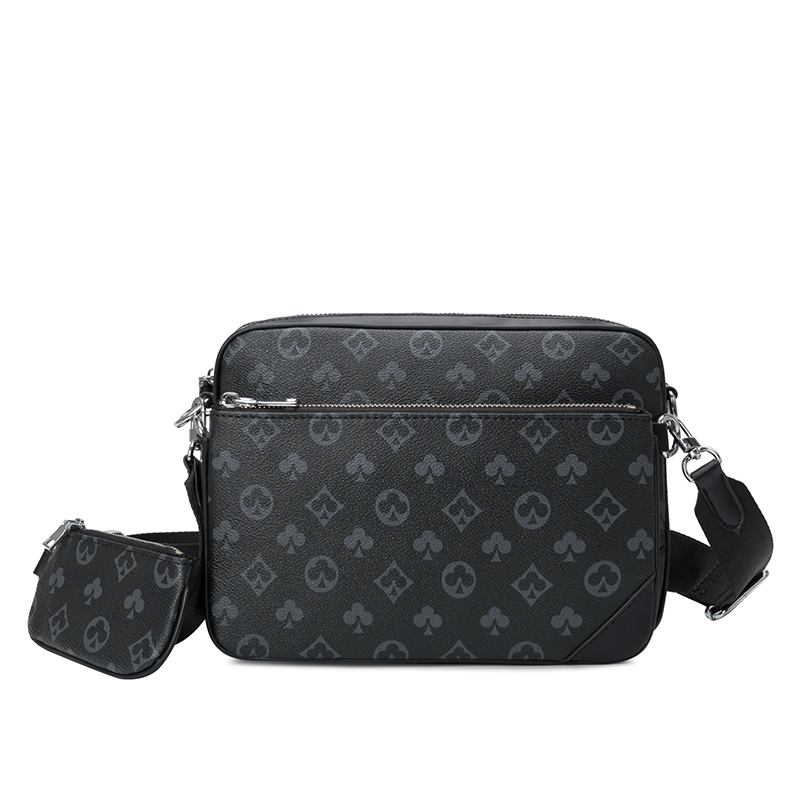 

Printed Design Luxury Men's Bag European and American Fashion Men Shoulder Bag High Quality and Large Capacity Messenger Bag C0224, Black
