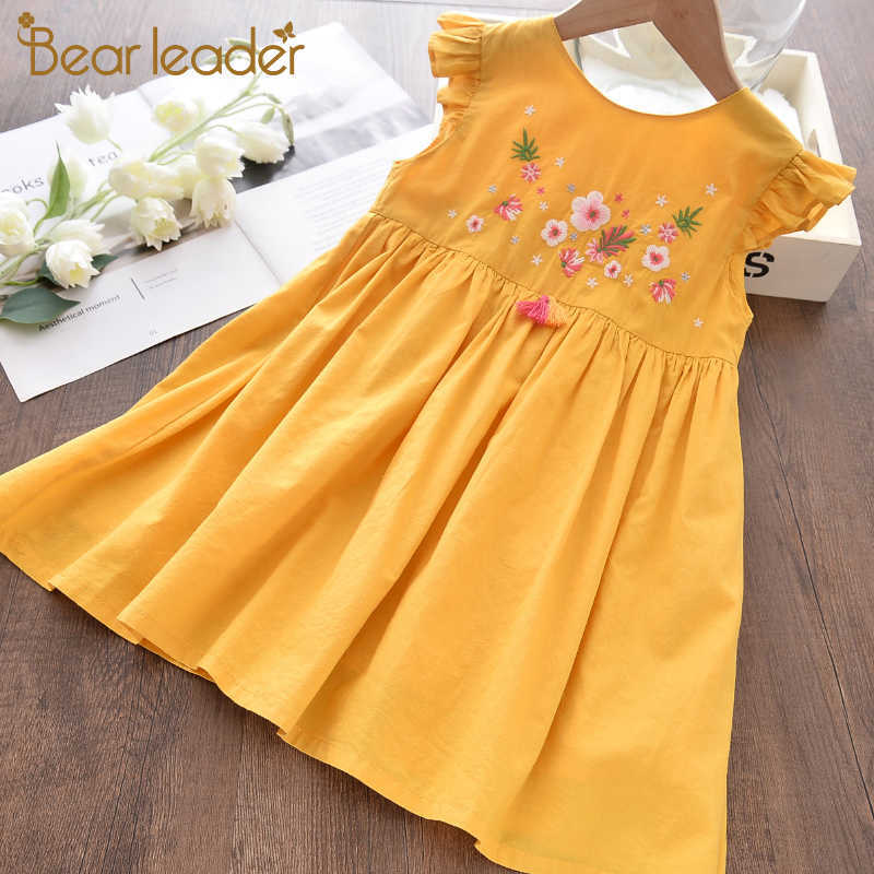 

Bear Leader Baby Girls Casual Summer Costumes Fashion Kids Embroidery Flowers Dresses Girl Sleeveless Vestidos Princess Outfits 210708, Ax1782 yellow