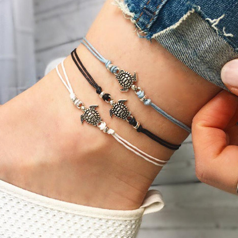 

Summer Beach Turtle Shaped Charm Rope String Anklets For Women Ankle Bracelet Woman Sandals On the Leg Chain Foot Jewelry B377 440 T2