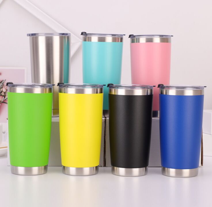 

20oz Car cups Stainless Steel Tumblers Cups Vacuum Insulated Travel Mug Metal Water Bottle Beer Coffee Mugs With Lid, Blue