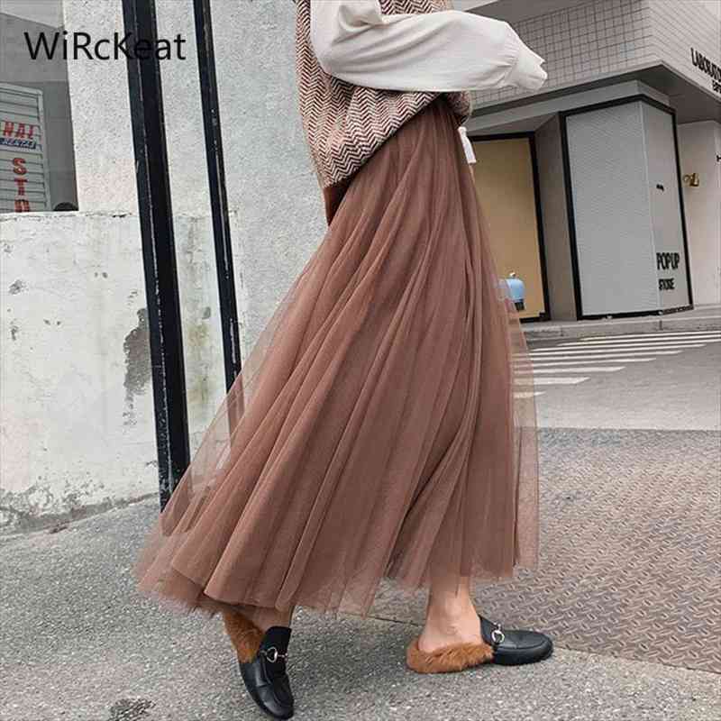 

mesh womens tulle skirt women midi black long pleated tulle skirts for women high waist skirt female tutu autumn womter