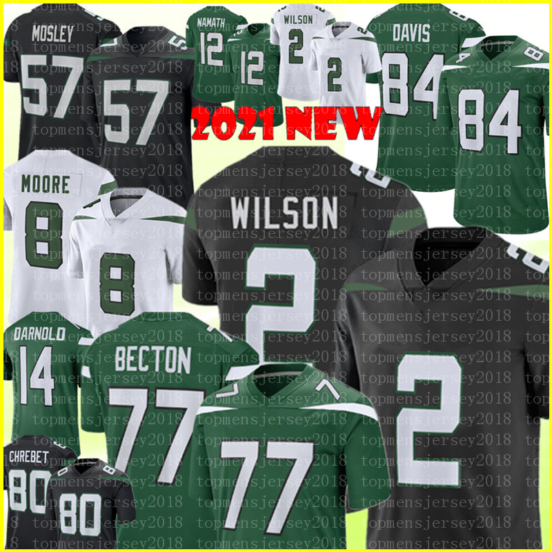 

2 Zach Wilson Jersey 77 Mekhi Becton 57 C.J. Mosley 8 Elijah Moore Football Jerseys Corey Davis Sam Darnold Curtis Martin Joe Namath Alijah Vera-Tucker Wayne Chrebet, Men {s-xxxl}