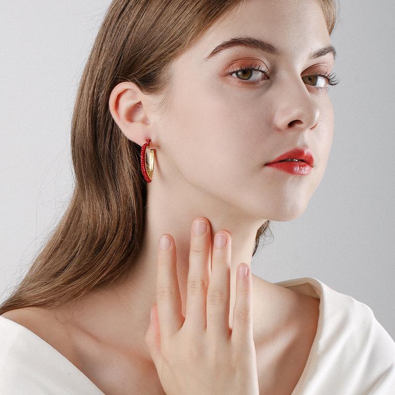 

Hoop & Huggie Dara Coming Fashion Heart Earring For Women Zinc Alloy Classic Korean Trendy 2021