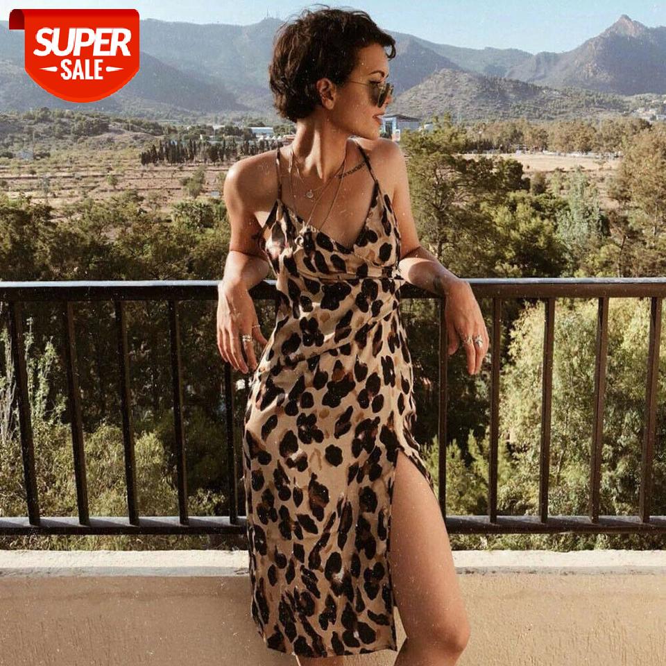

Women Summer Dresses Leopard Print Sexy Sleeveless V Neck Slim Beach Dress Girl High Quality Casual Mini Dress Evening Party #eM4y, Black;gray