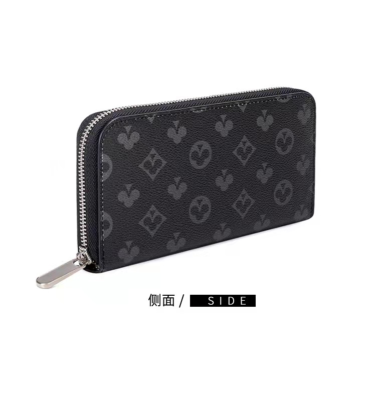 

Single zipper WALLET the most stylish way to carry around money cards and coins men leather purse card holder long business women wallet, Black
