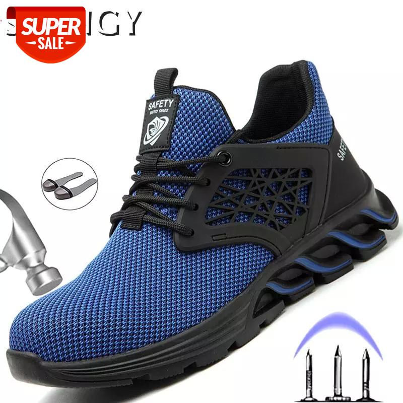 

2020 New Men Shoes Lace-Up Anti-Puncture Mesh Outdoor Men Shoes Breathable Indestructible Rubber Work Casual Males Sneaker #SS8n