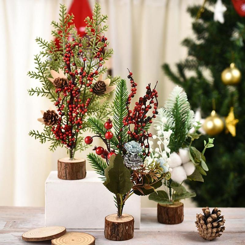 

Christmas Decorations Ornaments Artificial Pine Branch Flower Table Year For Home Navid H0p5