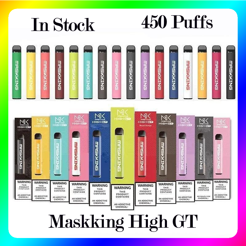 

Maskking High GT Disposable Vape Pen E Cigarette Device 450 Puffs 350mAh Battery 2ml Pre-Filled Cartridges Pods MK Pro Kit VS Puff Bar