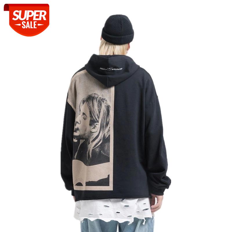 

SEVEYFAN 2021 Men's Hip Hop Sweatshirts Characters Printed Hoodies Black Autumn Cotton Pullover for Male #H52I