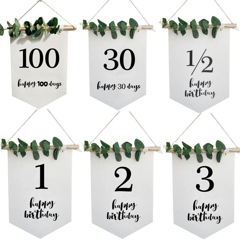 

Party Decoration 1st Non-woven Fabrics 1/2 Happy Birthday Banner Home Decorations Kids Adult Door Sign