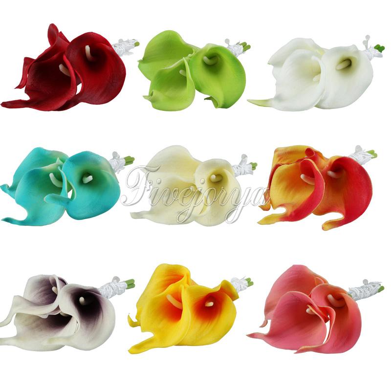 

Artificial Flowers Calla Lily Corsage Bridal Brooch Bouquet Boutonniere Clip-on Groom Groomsman Wedding Decor 9Colors Decorative & Wreaths
