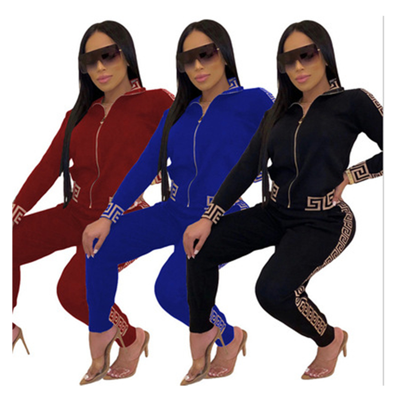 

Womens Casual Spring Tracksuits Fashion Trend Autumn Printing Long Sleeve Two Piece Set Printed Stitching Sweatsuit Women Two-Piece Suits, Black