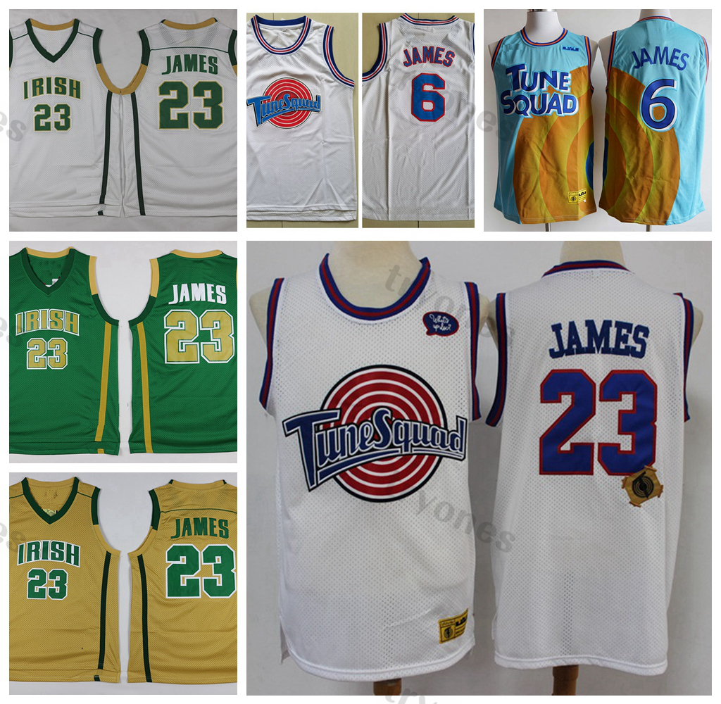 

Mens 2002 Vintage St. Vincent Mary High School Irish LeBron James Basketball Jerseys Moive Tune Squad Space Jam 2021 White Stitched Shirts S-XXL