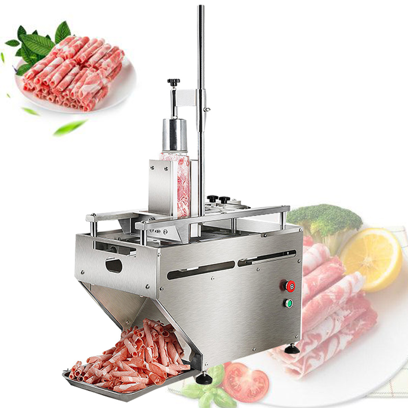 

Commercial Automatic Double Volume Roll Electric frozen Meat Machines Fat Cattle Mutton Roll Frozen Meat Slicer Meat Cutting Machine