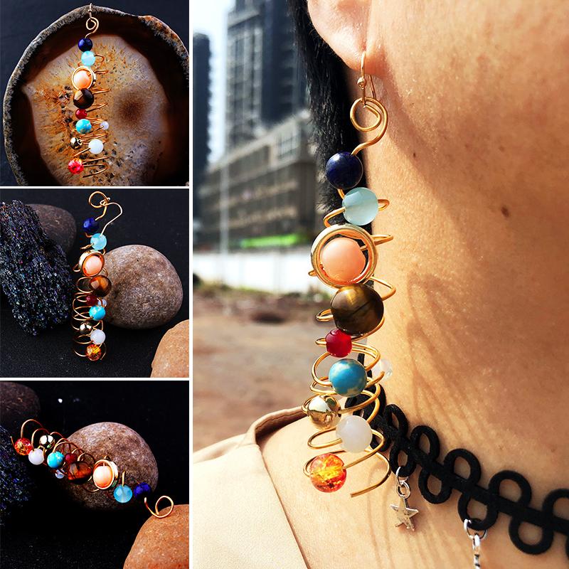 

Party Favor Handmade Solar System Earrings Universe Galaxy Sun Moon Planets Dangle Drop Earring Jewelry For Woman GRSA889