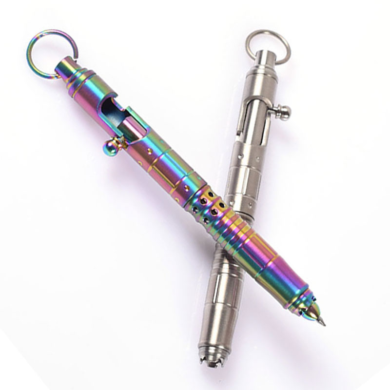 

Titanium TC4 Pull Bolt Tactical Pen Stationery Articles Glass Breaker Outdoor Self defense Survival EDC Gear Tool w/ Key Ring