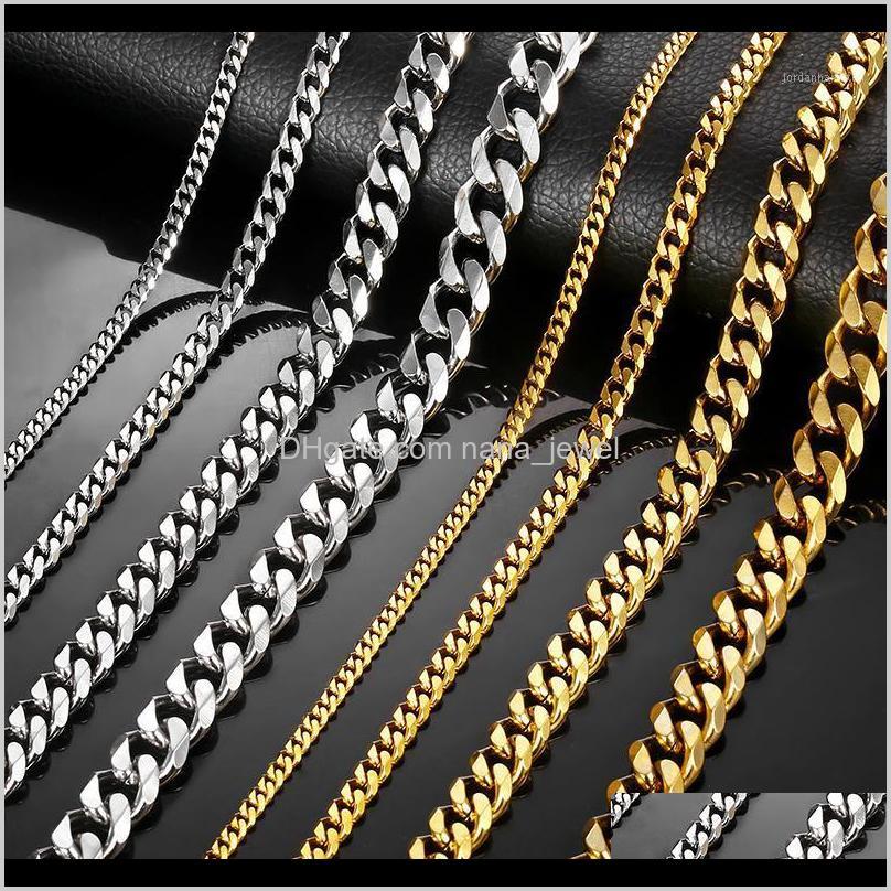 

Necklaces For Men Women Silver Black Gold Stainless Steel Curb Cuban Chains Mens Necklace Wholesale Jewelry 3/5/7/9/11Mm Lknm081 Fly0K 8Ntd5