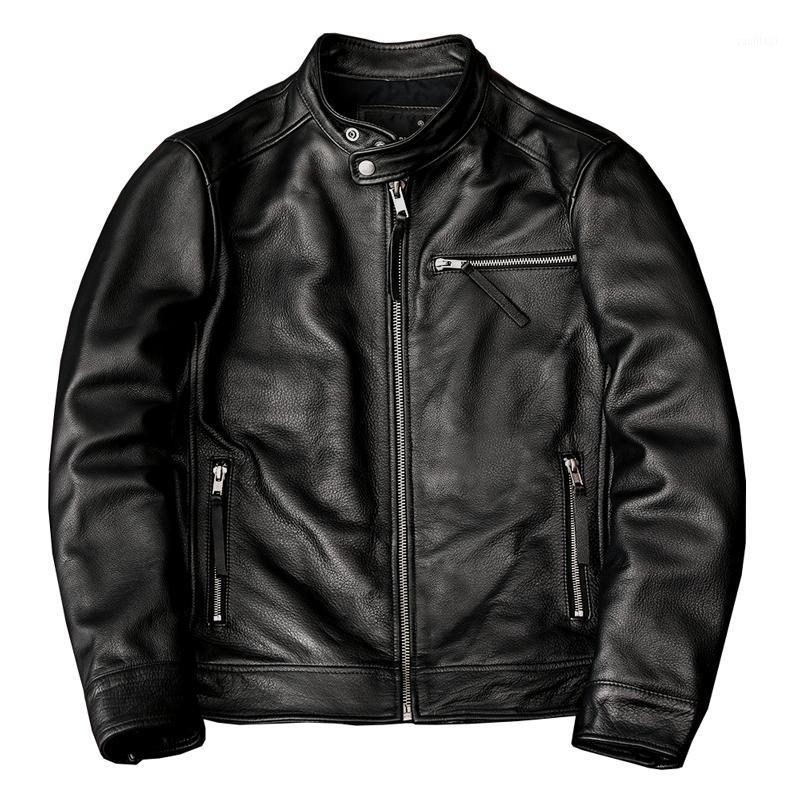 

Men's Jackets Spring Jacket 2021 Motorcycle Man Genuine Leather Blazer Slim Fashion Biker Coat Cowhide Clothing, Black
