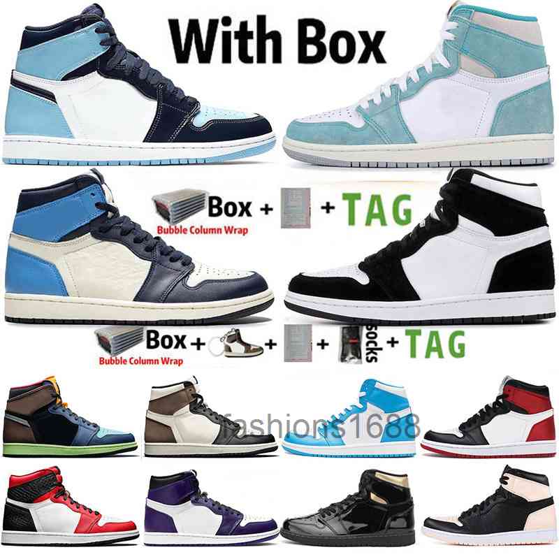 

!Air! 2021 Jumpman 1 1s Mens Basketball Shoes Obsidian UNC Twist Travis Scotts Turbo Green Chicago Sport Sneakers Trainers Size 36-47, 16