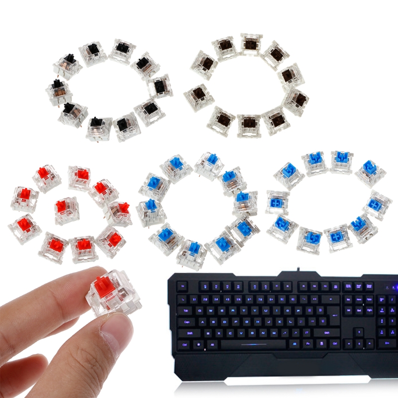 10Pcs 3 Pin Mechanical Keyboard Switch Blue Red Brown Black Replacement For Gateron Cherry MX-image-726149853