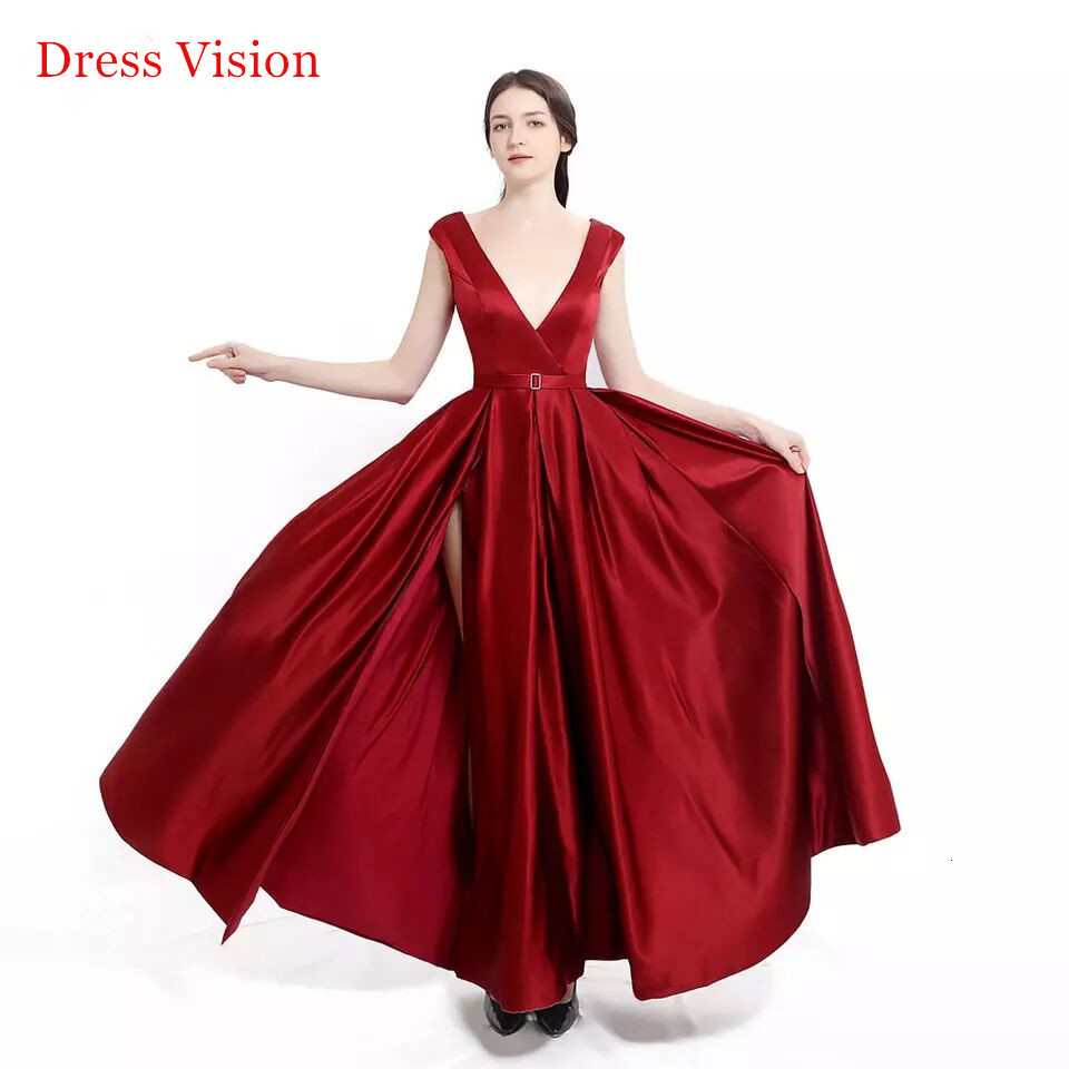 

2021 Robe Soiree Sexy Deep V-neck Prom e Elegant Party Gowns Vestido Fiesta De Boda Pocket Side Split M9j2