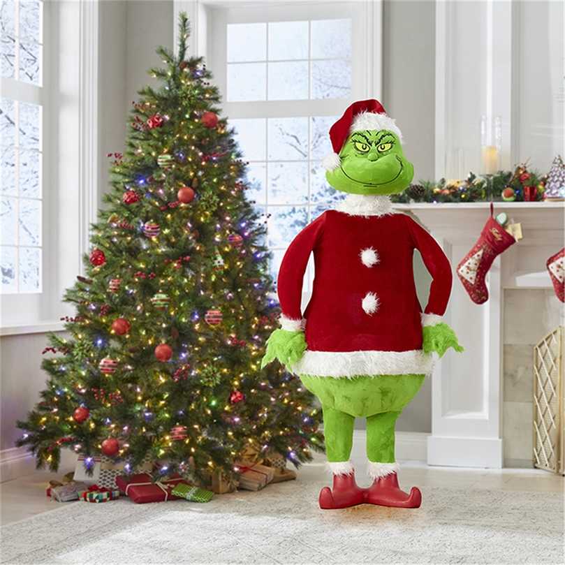 

Grinch Christmas Ornament Realistic Animated The Lifelike Holiday Gift Home Room Decoration Kid's Doll 211025