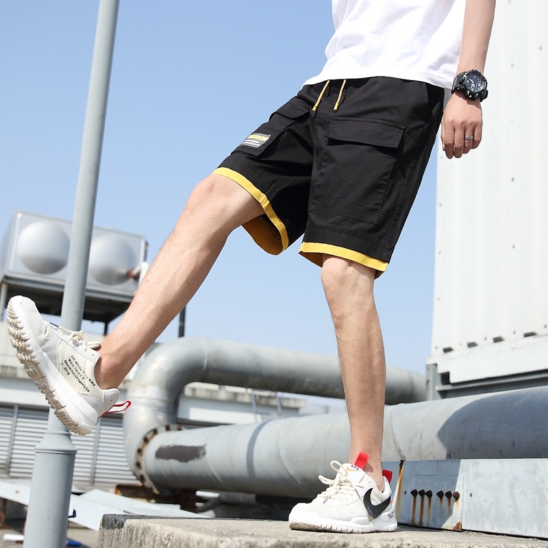 

2021 New Men Shorts Harem 100% Cotton Gothic Men's Clothing Sweatpants Summer Lightweight Women Solid Loose Short Plus Size Yl77, Beige