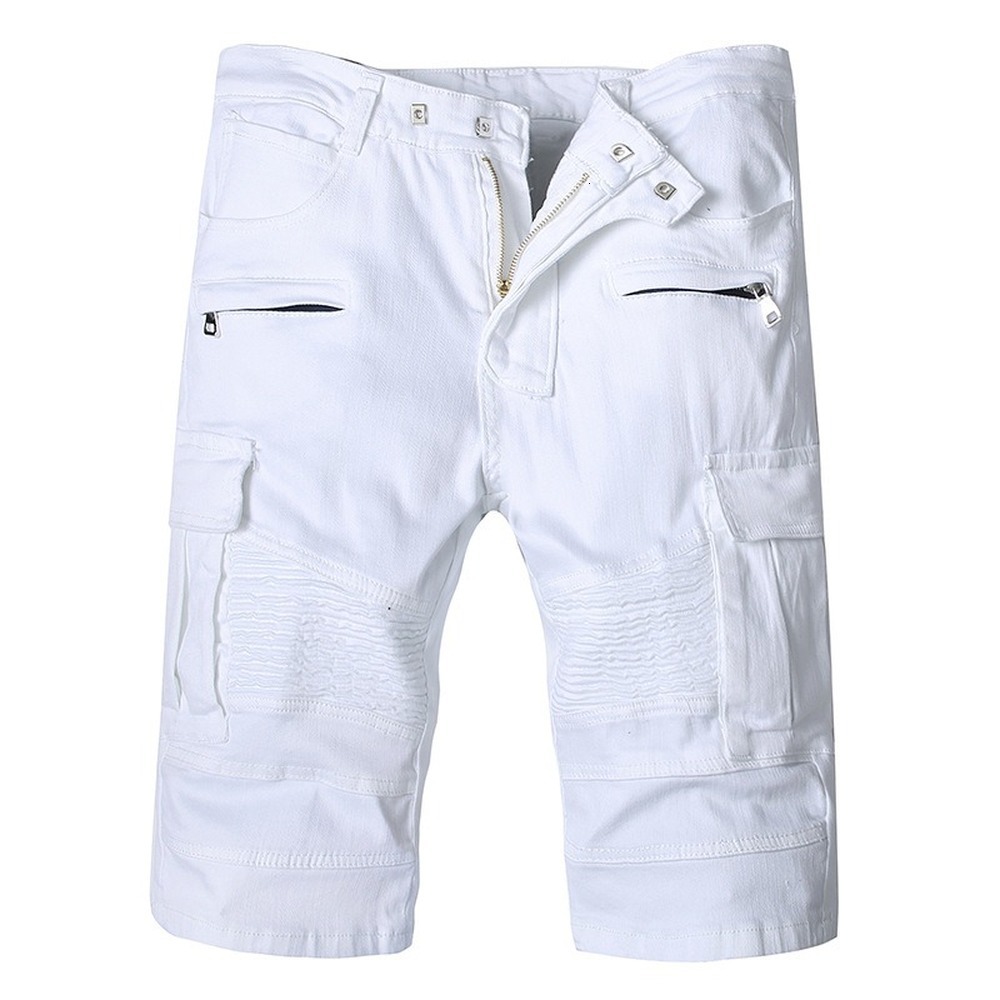 

2021 New Men Shorts Pants Lightweight Knee Length Stretch Denim Jeans Fashion Casual White Trousers Dropshipping Q5dx