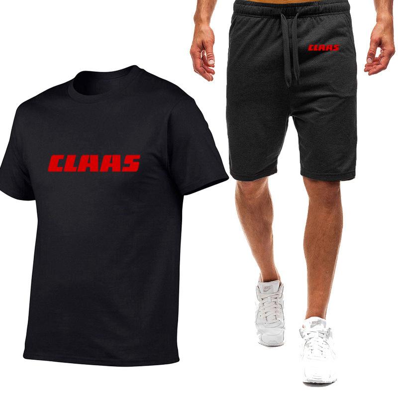 

Men's Tracksuits 2021 Summer CLAAS Printing Comfortable Short Sleeve Cotton Harajuku Casual Sport T-Shirt Tops Fashion Sweatpants Suit, Gray