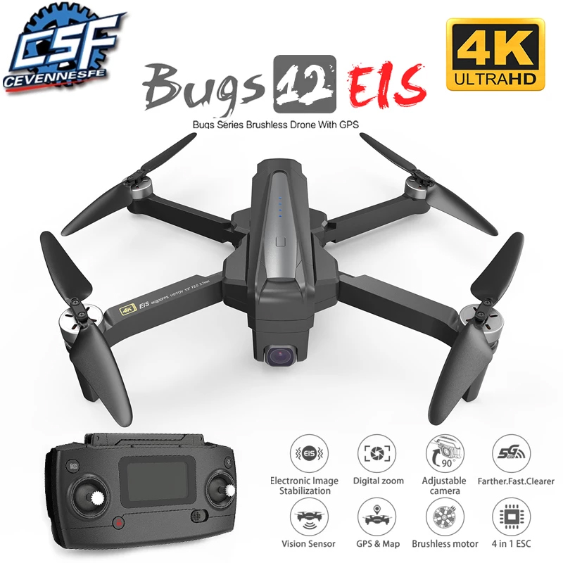 

NEW B12 Bugs 12 EIS GPS Drone 4K 5G WiFi Digital Zoom Camera 22mins Flight Time Brushless Foldable RC Quadcopter Dron VS SG906, B12 1b with box