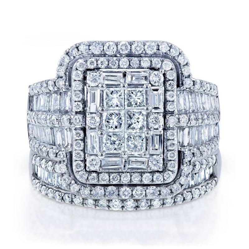 

Wedding Rings Luxury Female Square Crystal Big Ring Classic Silver Color For Women Punk White Zircon Stone Engagement