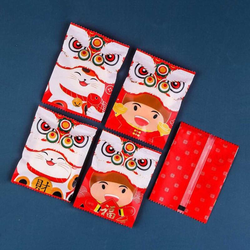

Christmas Decorations Chinese Lion Dance Cat Packaging Bags Set Baking Package Sealing Bag Storage Pouch For Year Snowflake Crisp Nougat