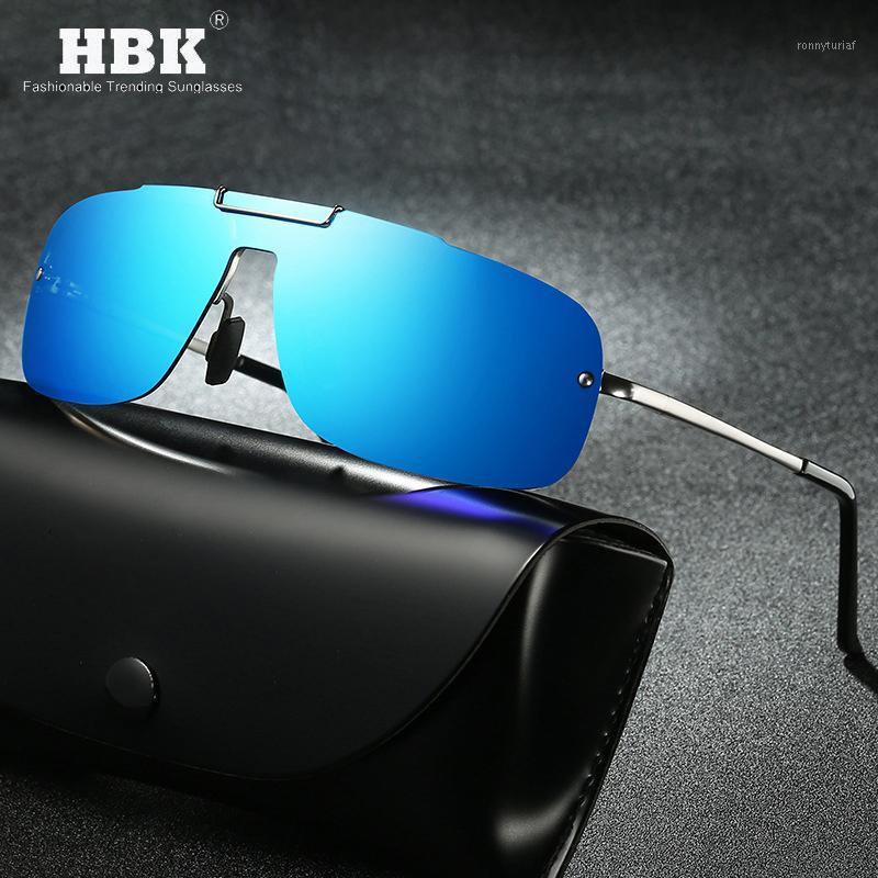 

Sunglasses HBK Square Polarized Men Classic Rectangle One Piece Mirror Sun Glasses For Male Brand Design Shades Metal Frame UV40