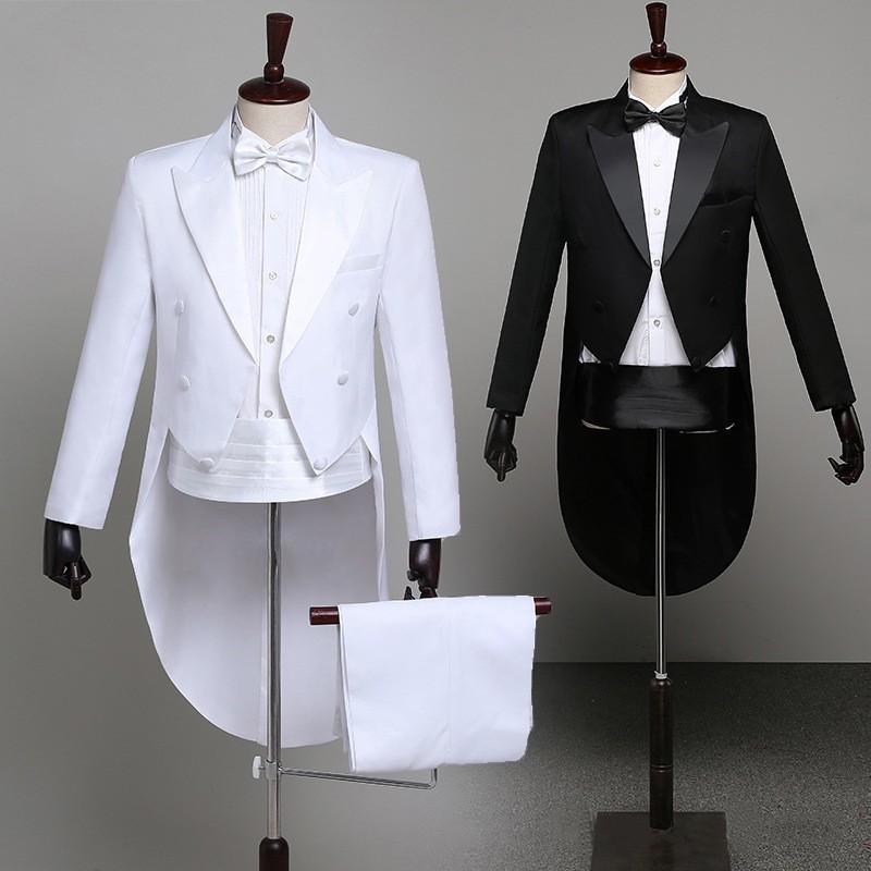 

Men's Suits & Blazers Tuxedo Dress -XL Men Classic Black Shiny Lapel Tail Coat Wedding Groom Stage Singer 2-Piece Tails, Black suit