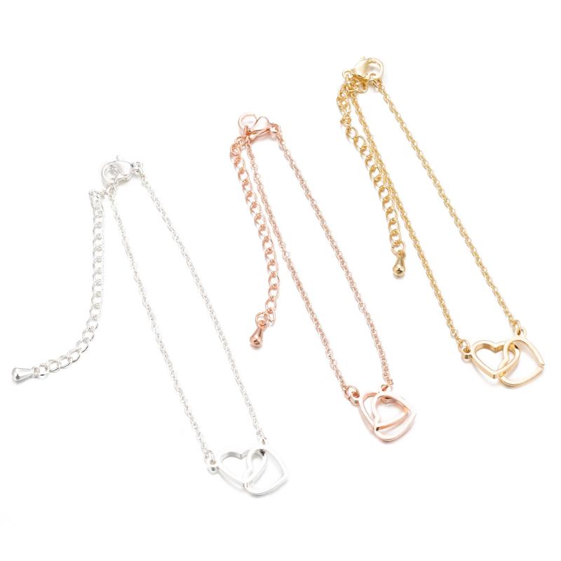 

Charms Lyvior Small Fresh Bracelet Double Peach Heart Pendant Stainless Steel Mother's Day Niche Design Gift For Daughter Mom, Bronze;silver