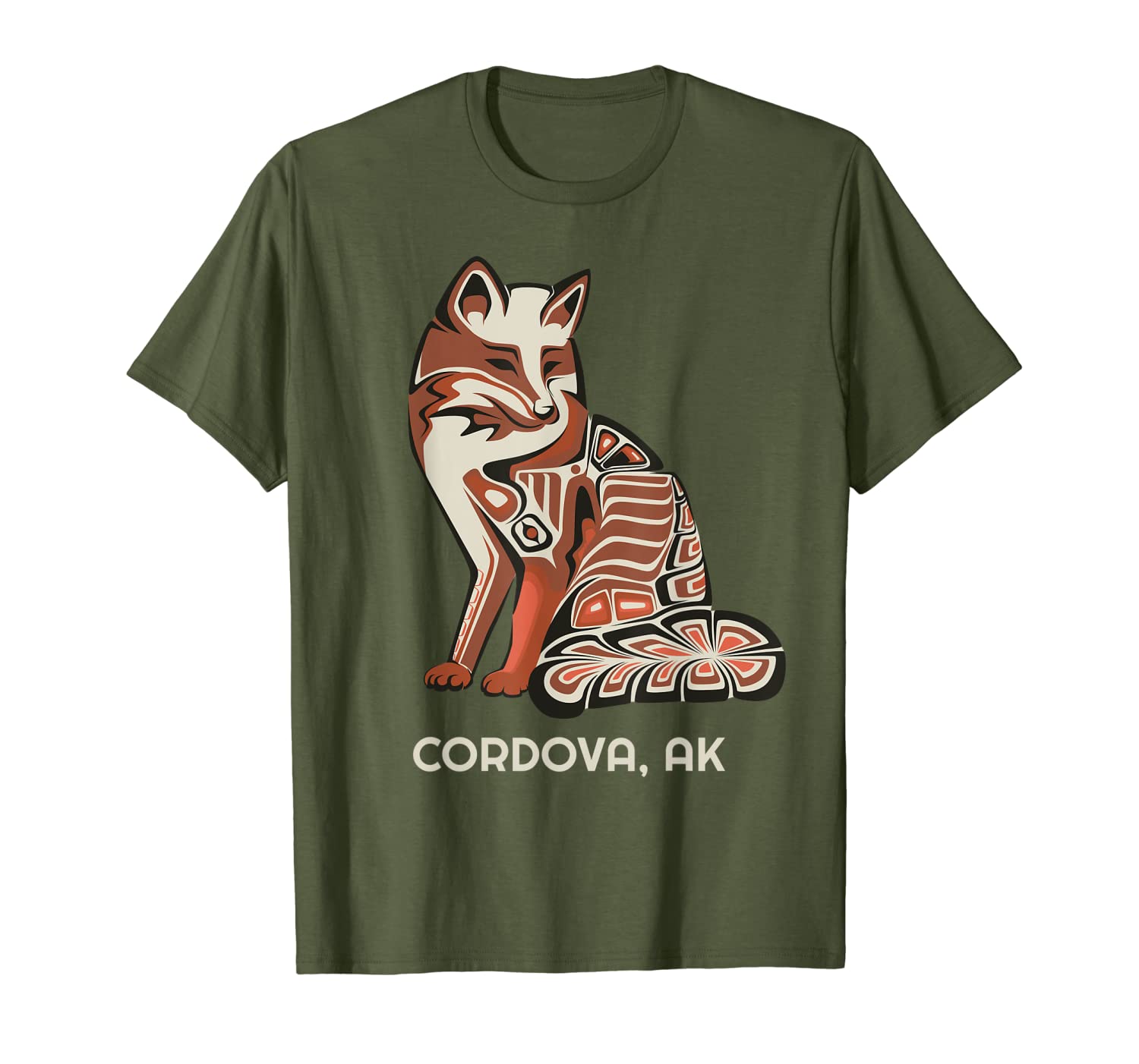 Tribal Fox Cordova Alaska Native Indian American Haida Style T-Shirt-image-703263029