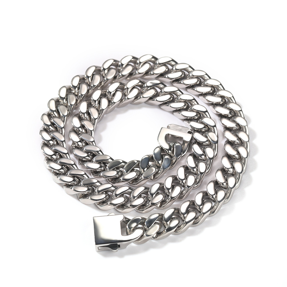 

Stainless Steel Gold Cuban Link Chain Necklace Silver Mens Necklaces Hip Hop Jewelry 8/10/12mm