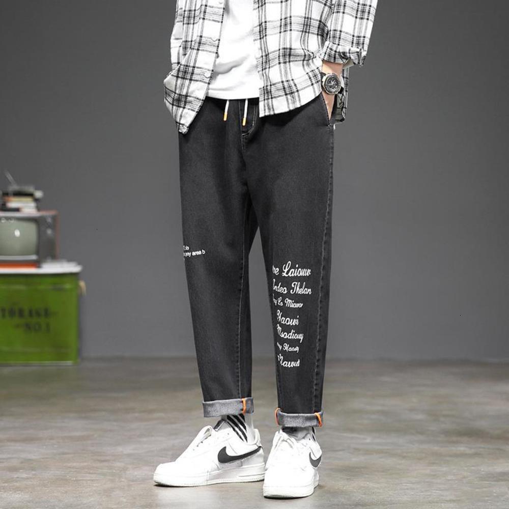 

New autumn and winter 2021 men's jeans, straight pants, youth popular leisure KZ, Blue