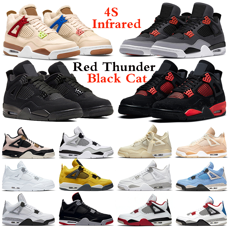 

Jumpman 4 Basketball Shoes Men Women Red Thunder Black Cat 4s Infrared Lightning White Oreo University Blue Shimmer Pure Money Bred Mens Trainers Sports Sneakers, #31 military black