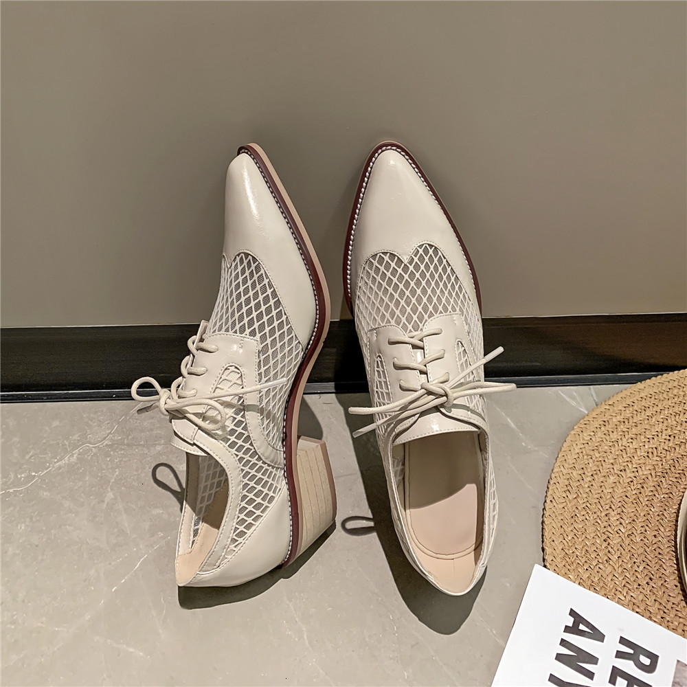 

confortável Dress Shoes moda nova cross tie salto quadrado bombas sexy dedo do pé apontado malha de couro genuíno oco para fora sapatos vida KLQG, 1# shoe box