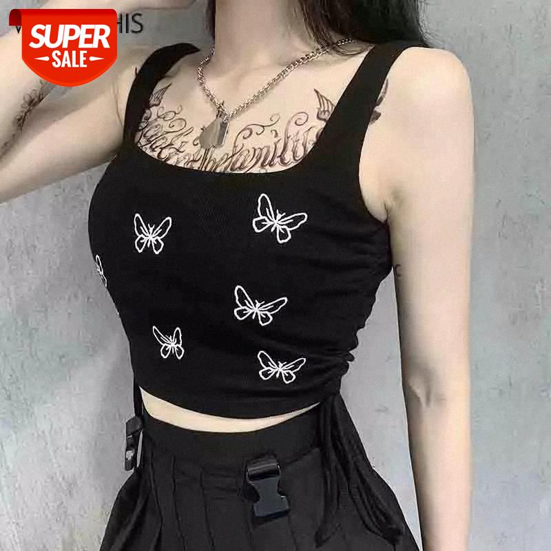 

WannaThis Black Sleeveless Butterfiy Print Camisole Backless Crop Top Ruched Sexy Women Summer Vacation New Backless Crop Top #H63F, White