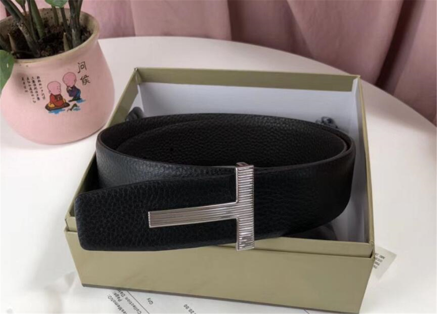 

High Quality Designer Tom Belt Men Clothing Accessories Business Belts Big Buckle Fashion Women Genuine Leather Waistband With Ori277h, As picture with original box