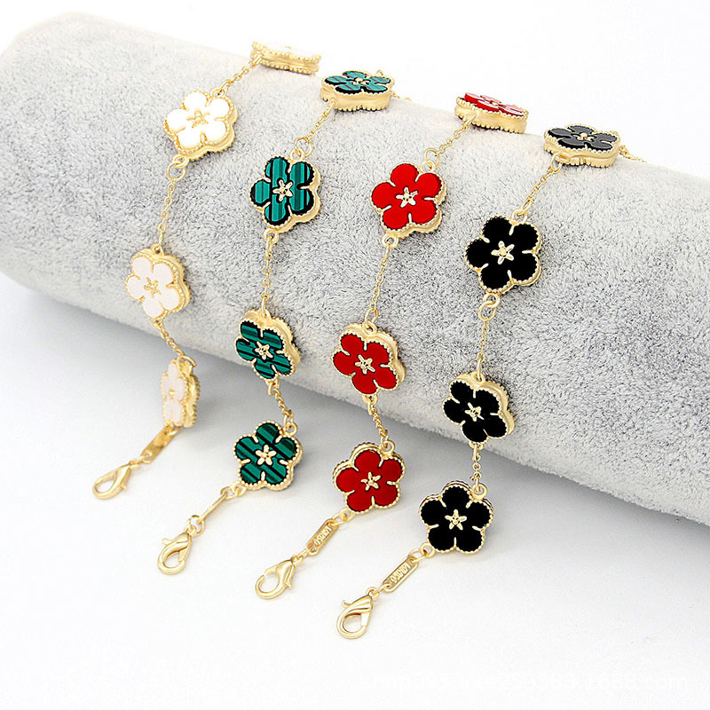 

Luxury Women Style Colorful Flower Charm Gold Bracelet Female Party Jewelry for Gift